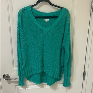 Pilot Teal V-Neck Oversized Sweater